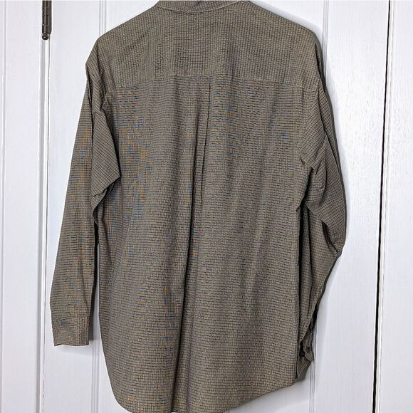 VanHeusen Wrinkle Free Brown Plaid Dress Shirt size Men's L 16 - Picture 4 of 10
